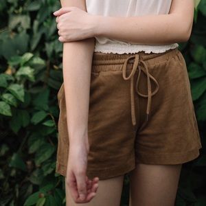 H&M tan faux suede summer shorts